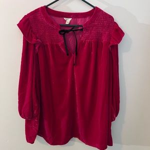 Woman’s Cato Ruffled Velvet Top Size 18/20W